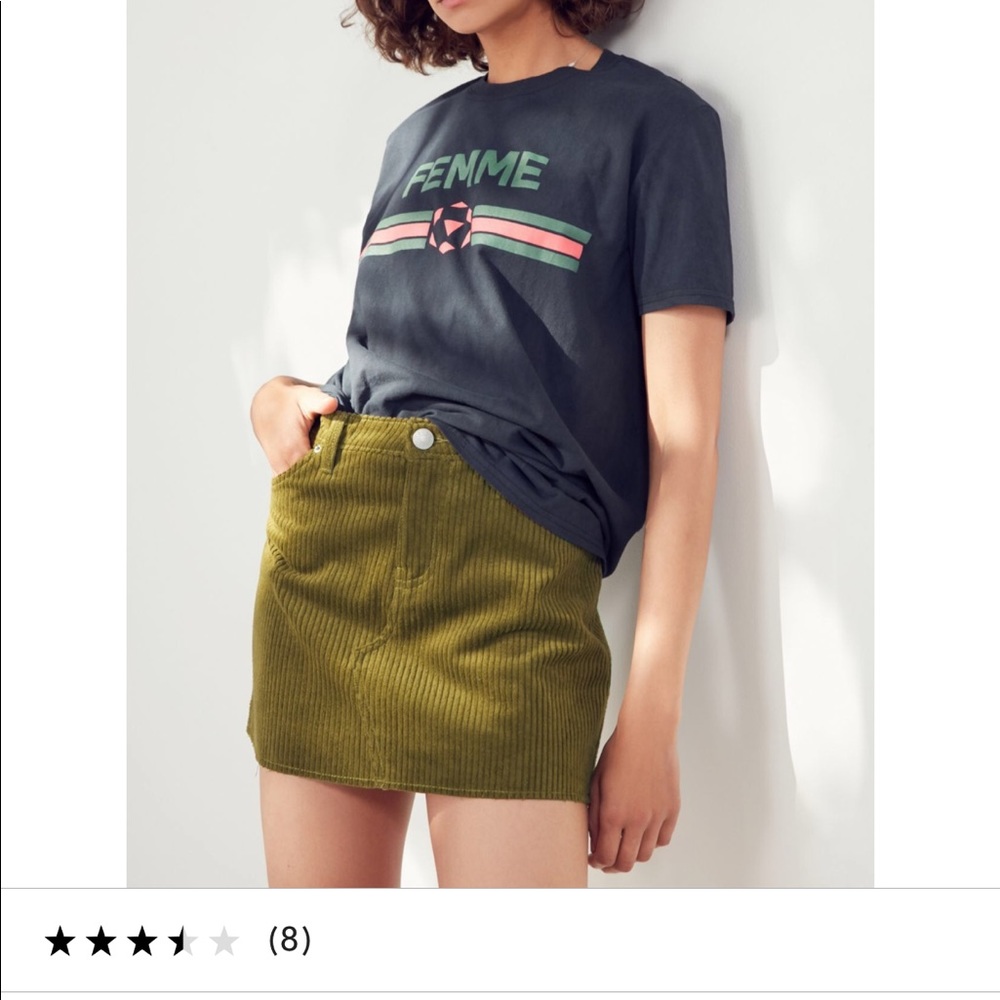 olive green corduroy mini urban outfitters skirt - Picture 3 of 3